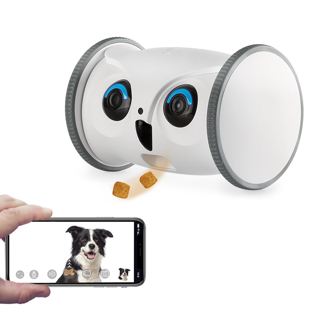 1080P Mobile Pet Camera Robot with Treat Dispenser and App Control