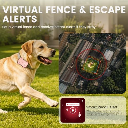AI Smart Pet GPS Tracker with Live Virtual Fence for Dogs and Cats