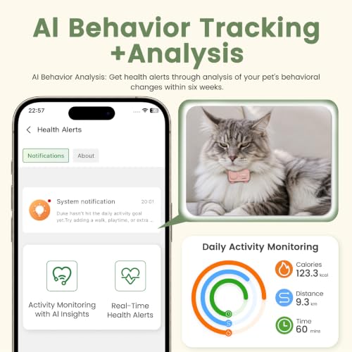 AI Smart Pet GPS Tracker with Live Virtual Fence for Dogs and Cats