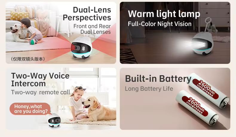 1080P Mobile Pet Camera with Two Way Audio and App Control