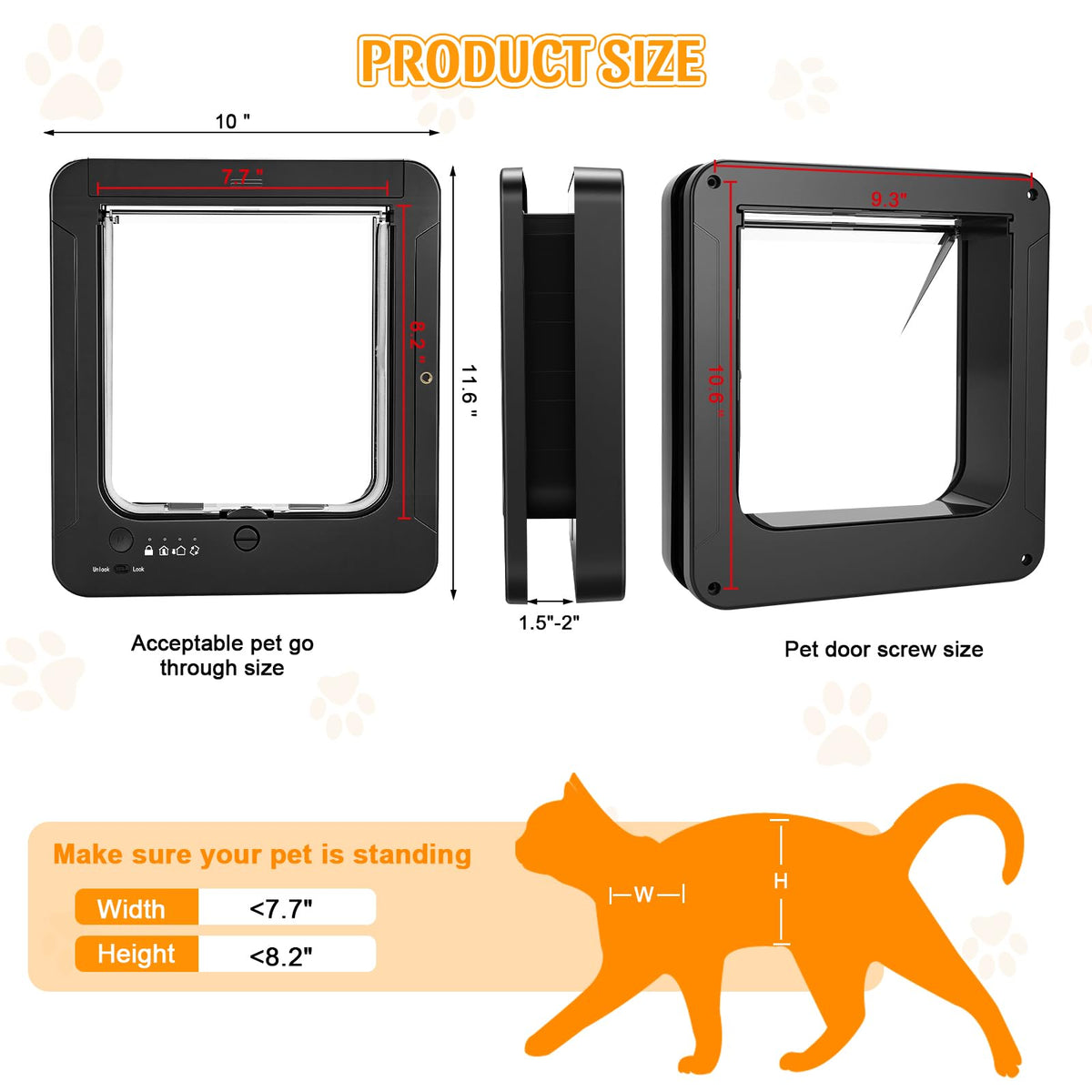 RFID Smart Cat Door with Collar Sensor Activated Entry
