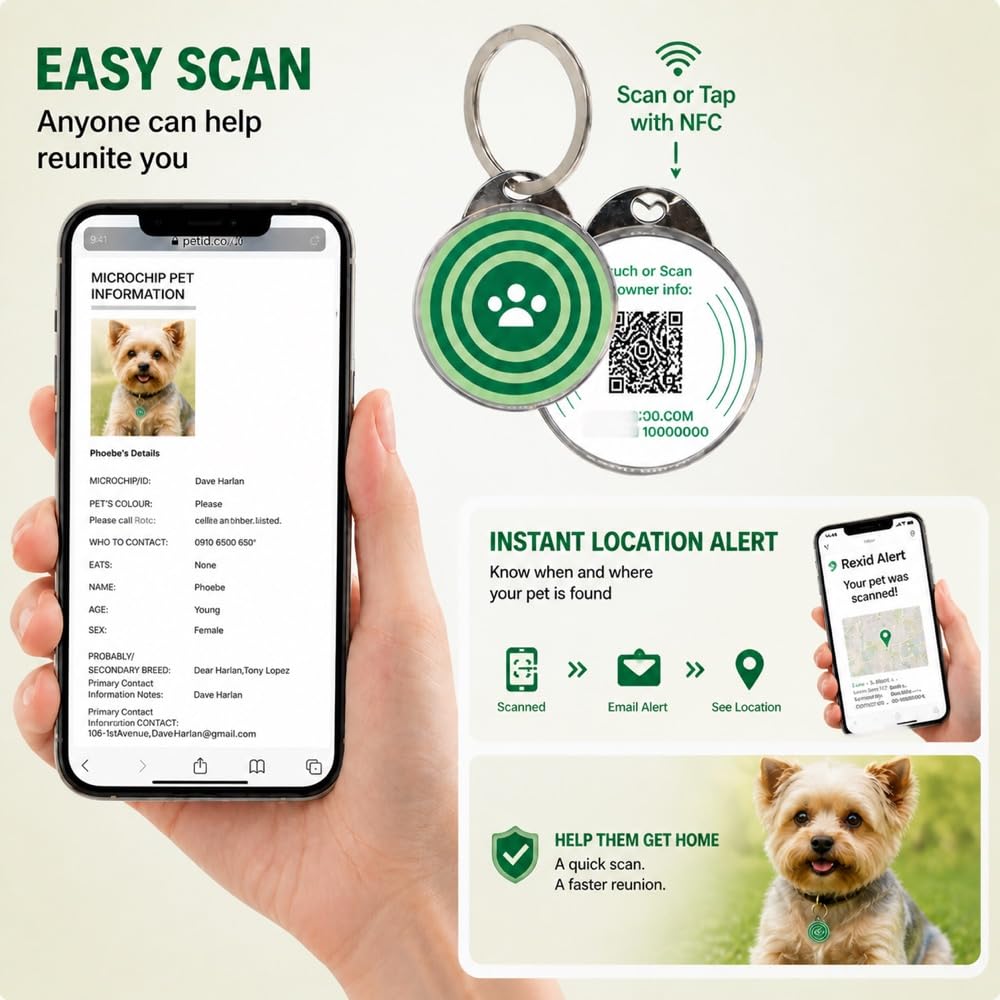 Smart QR Code Dog ID Tag with Online Profile and Owner Contact