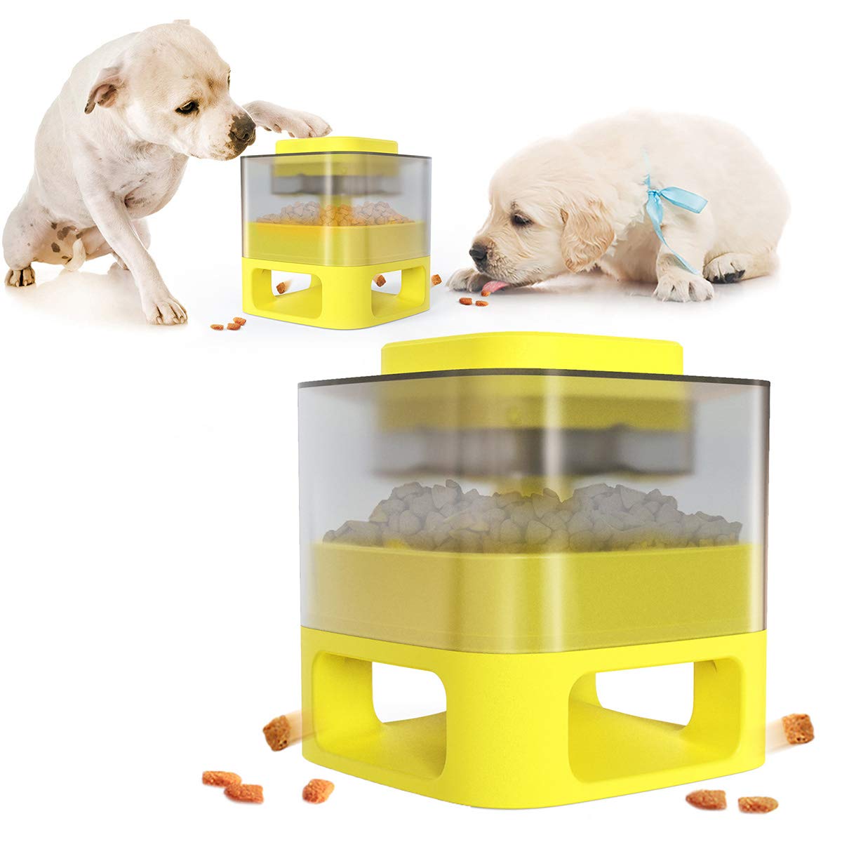 Interactive Dog Feeder with Button Trigger Treat Dispenser