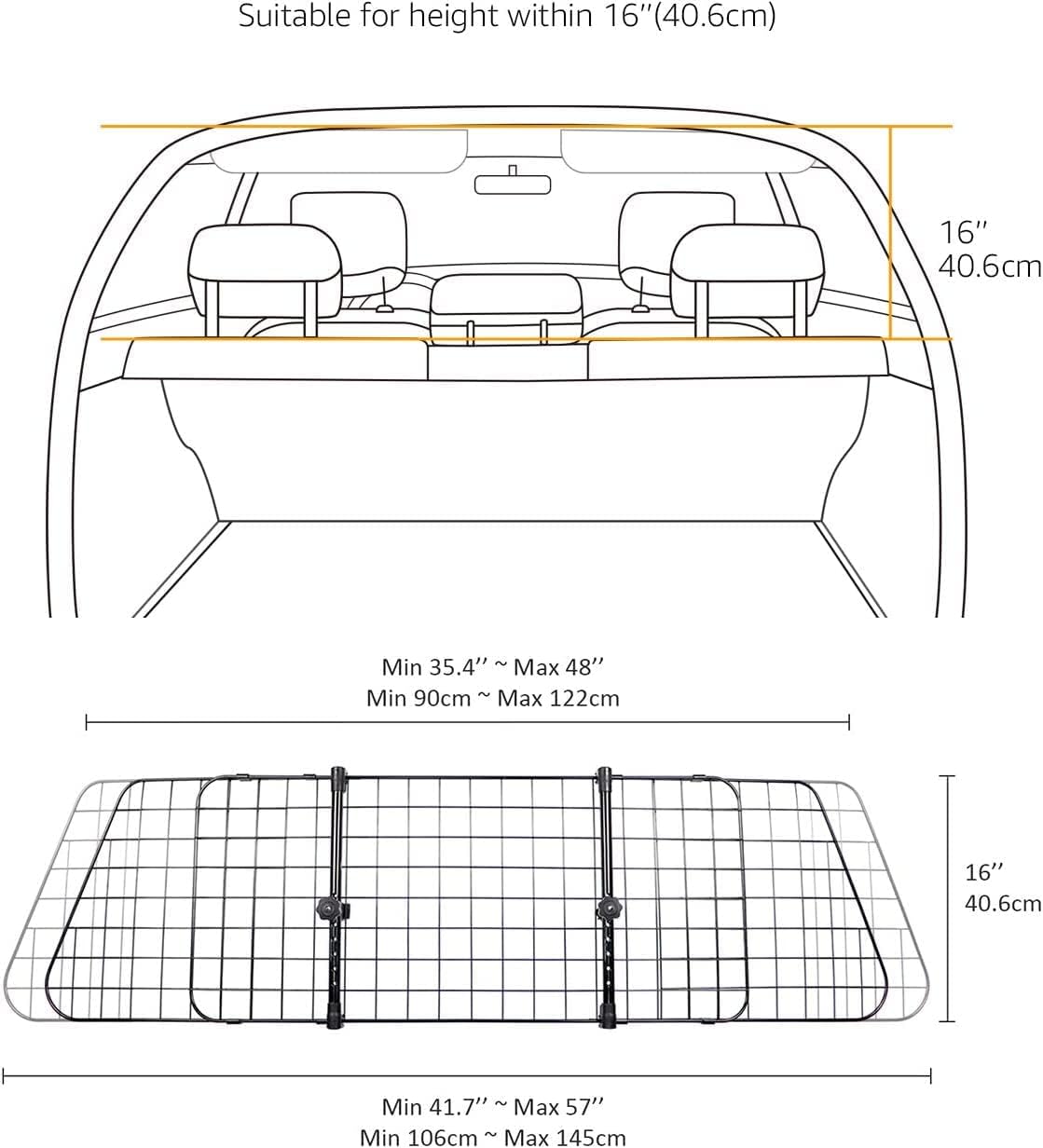 Adjustable Dog Car Barrier for SUVs Trucks and Sedans