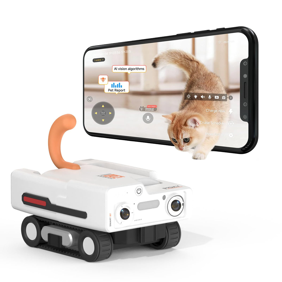 AI Pet Robot Companion with Camera Auto Feeding and Play