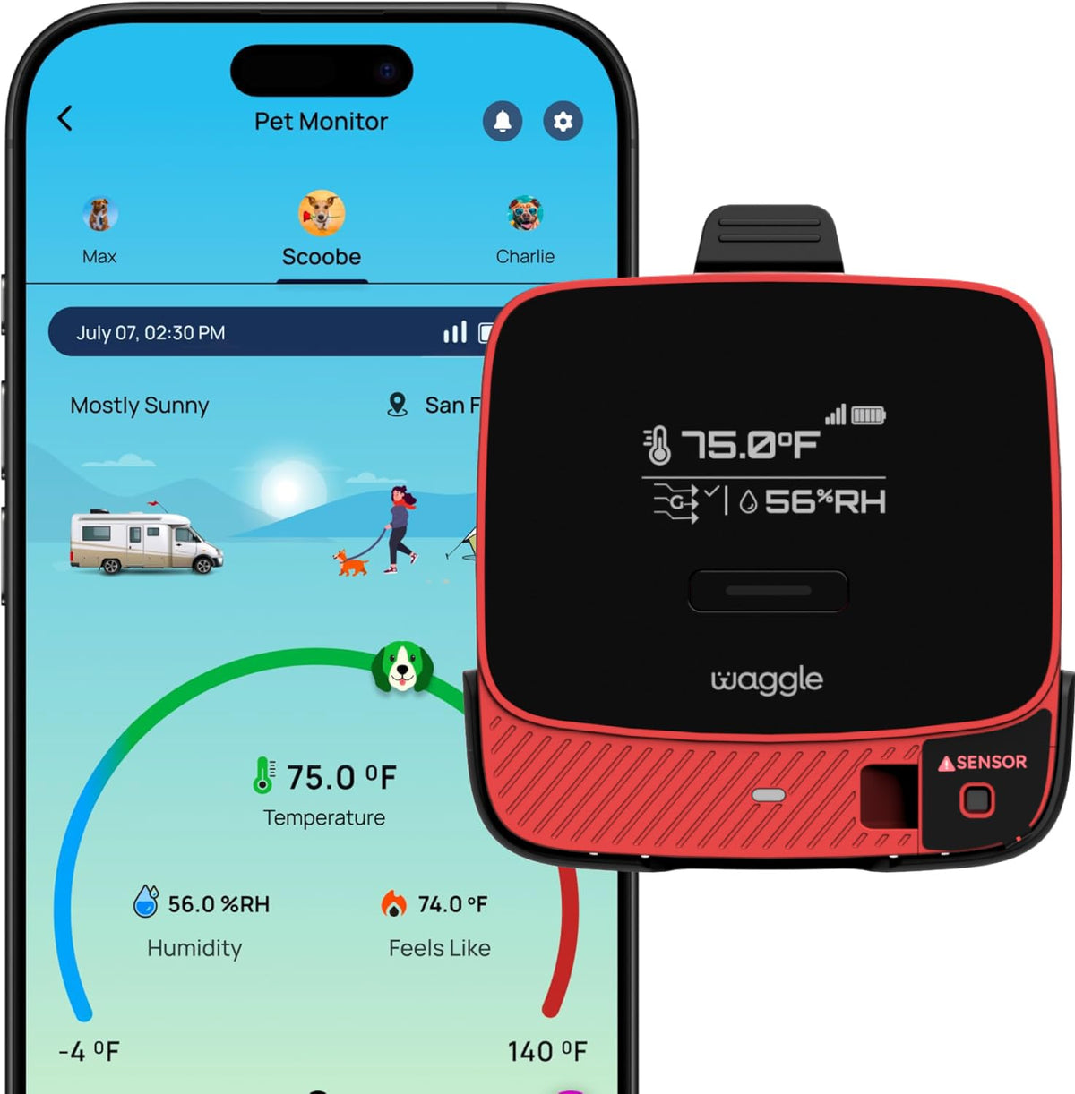 Pet Safety Temperature and Humidity Sensor for RV and Car