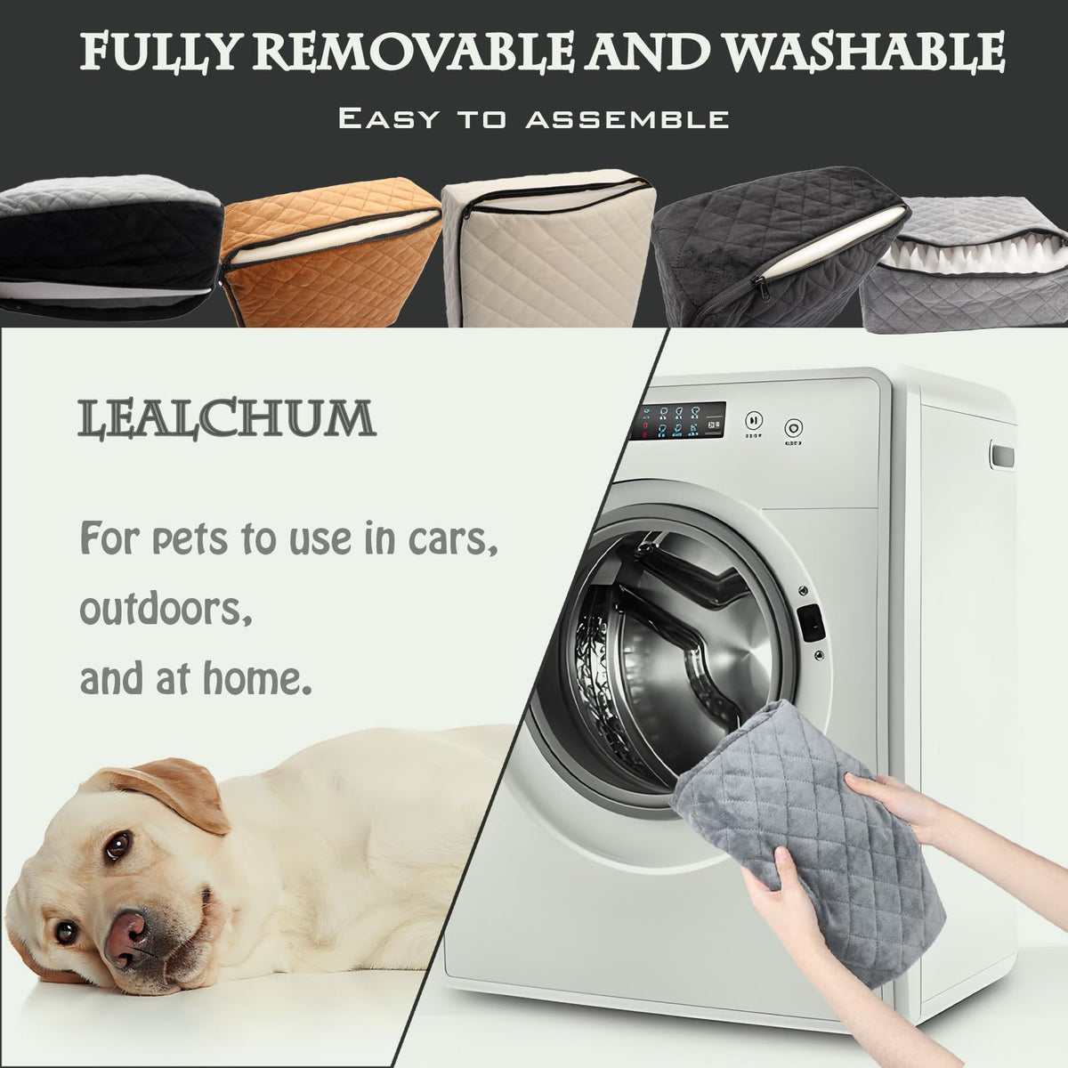 Portable Dog Booster Car Seat with Washable Elevated Cushion
