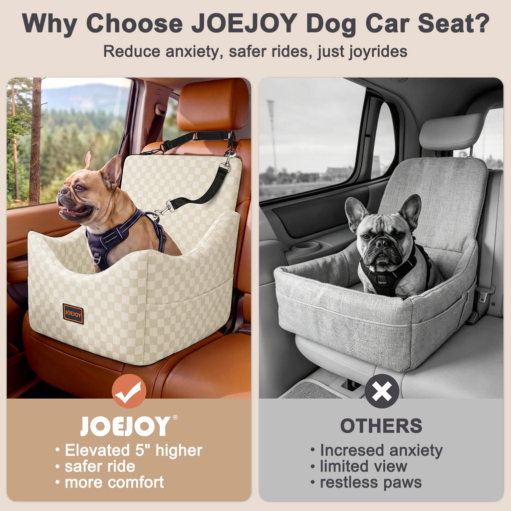 Washable Dog Car Booster Seat with Memory Foam for Large Dogs