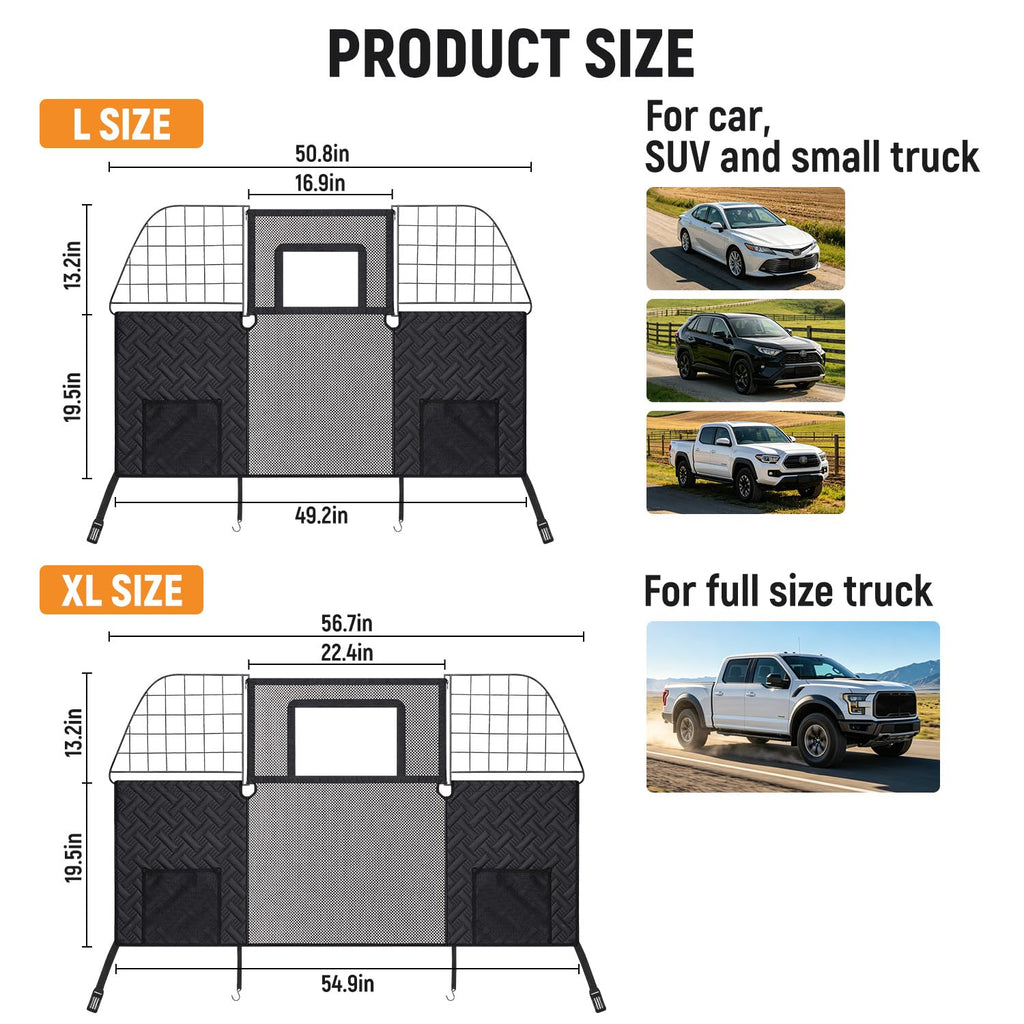 Large Dog Car Barrier Net Divider for SUVs and Vehicles