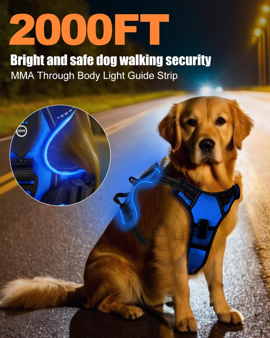Rechargeable LED Dog Harness with Three Lighting Modes