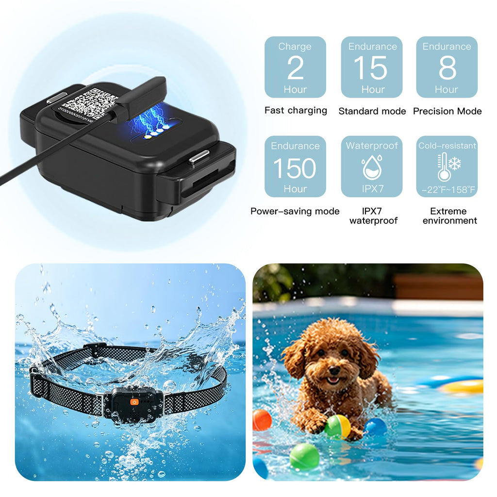 GPS Dog Collar with Wireless Fence and Pet Tracking