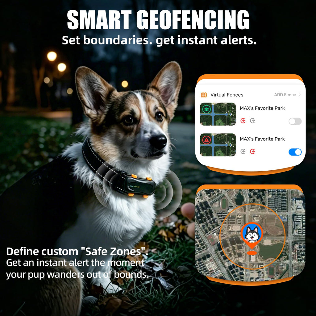 GPS Dog Tracker with Virtual Fence and AI Health Monitoring