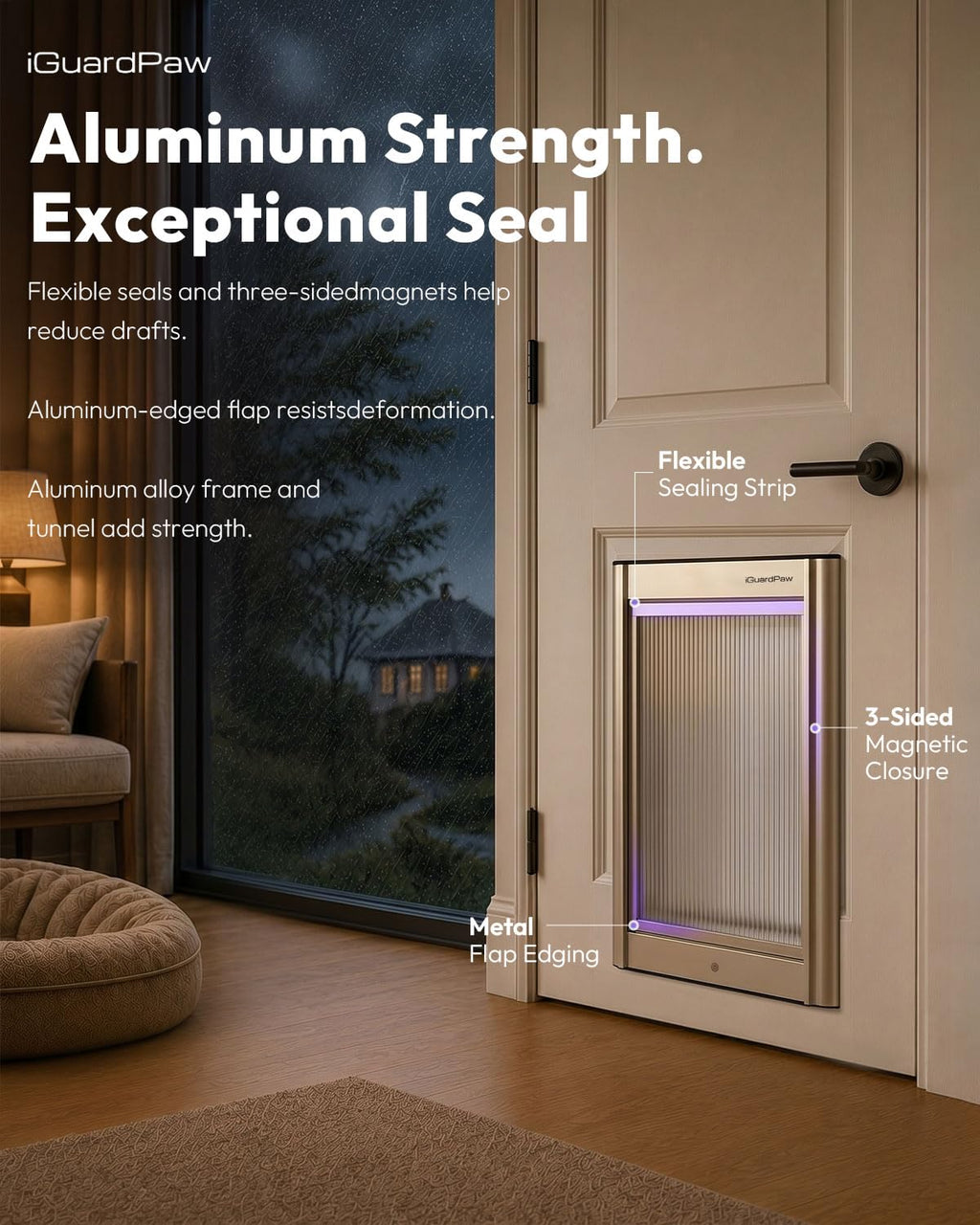 Door Mounted Pet Door with Secure Entry for Cats and Dogs