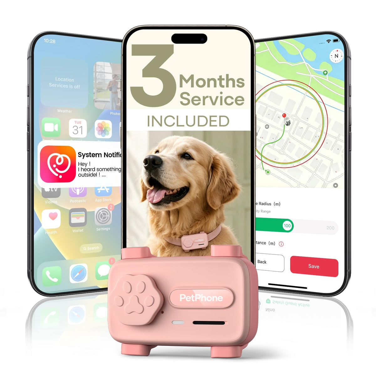 AI Smart Pet GPS Tracker with Live Virtual Fence for Dogs and Cats
