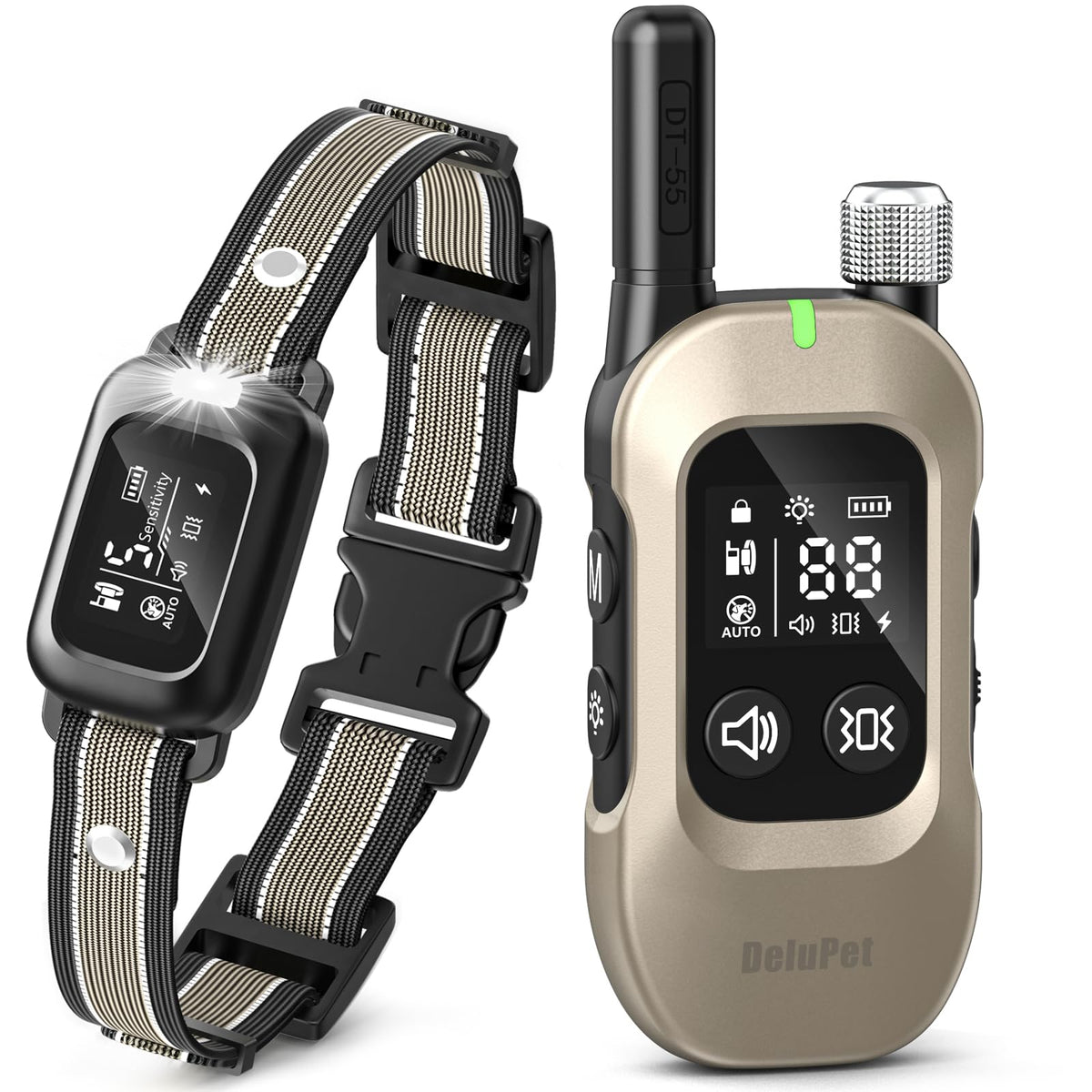 2 in 1 Dog Training Collar with Remote Anti Bark and LED Light