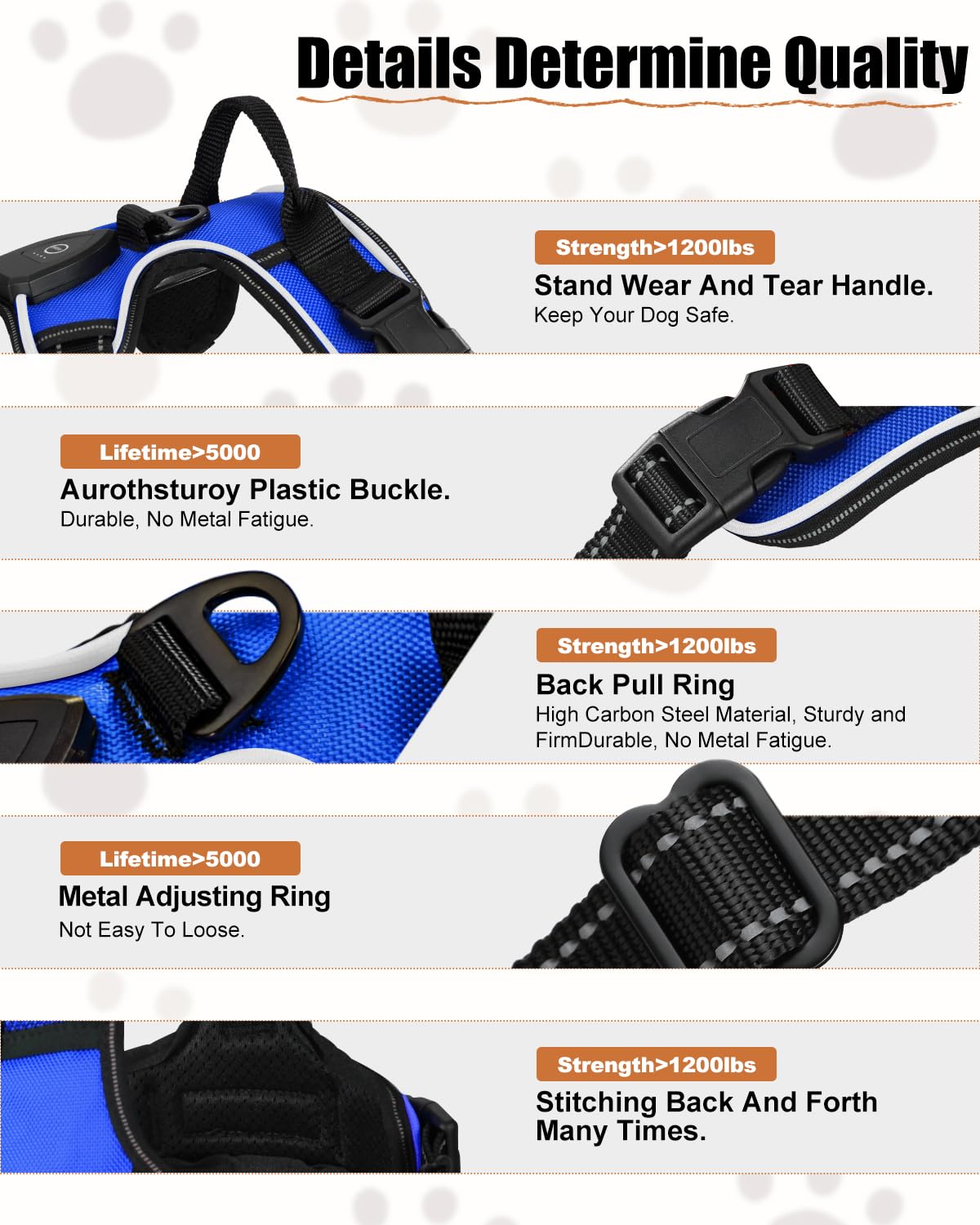 Rechargeable LED Dog Harness with Three Lighting Modes