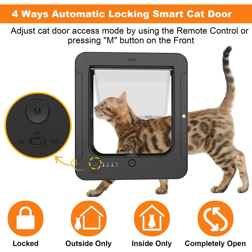 RFID Smart Cat Door with Collar Sensor and Four Way Locking