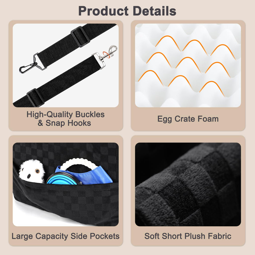 Washable Dog Car Booster Seat with Memory Foam for Large Dogs