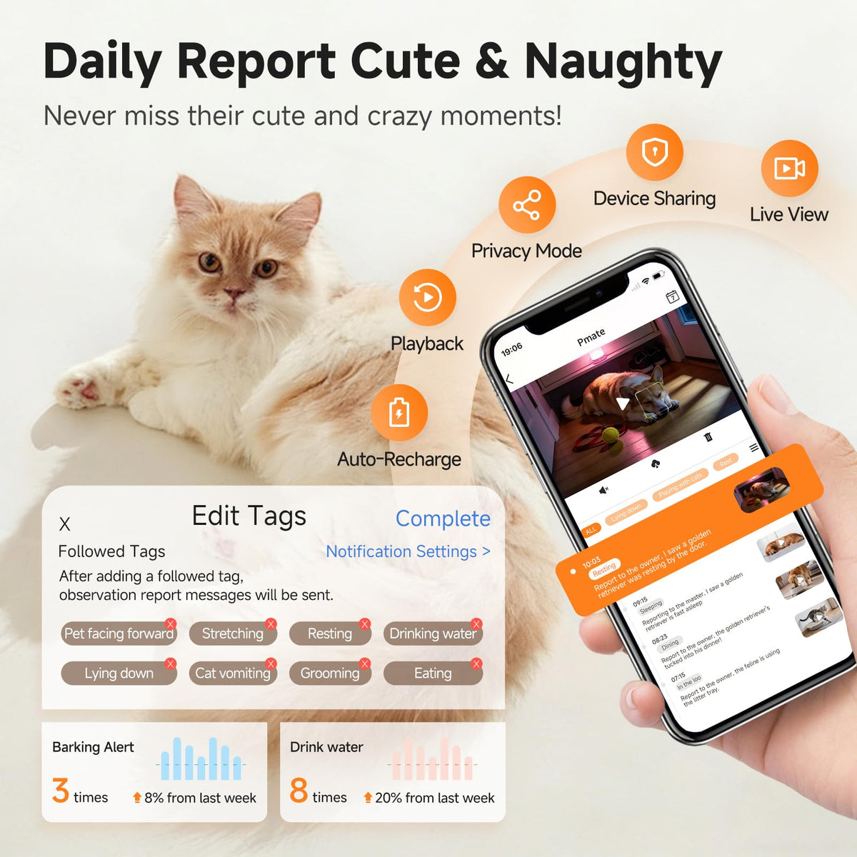 AI Pet Robot Companion with Camera Auto Feeding and Play
