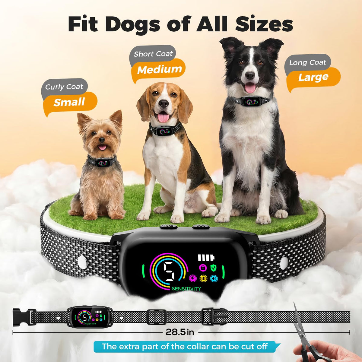 Two Pack Dog Bark Training Collars with Five Adjustable Modes