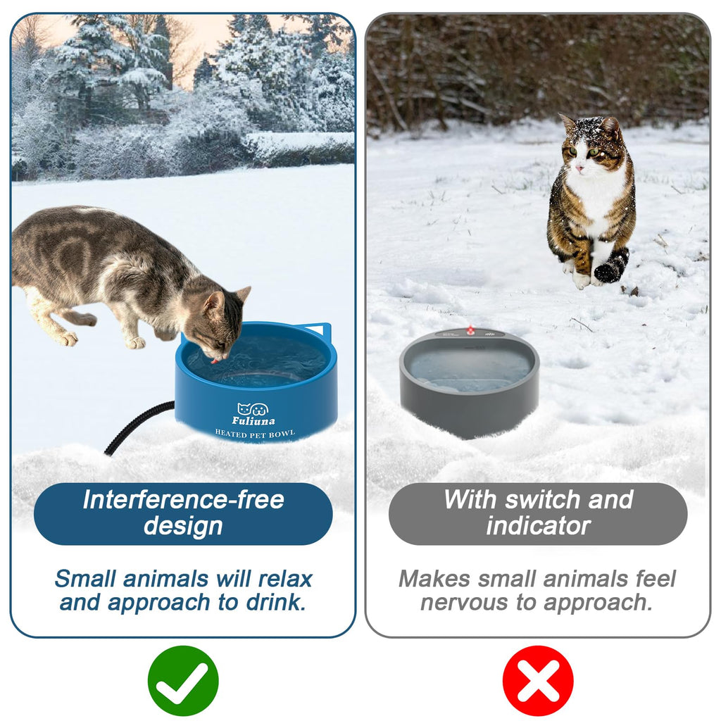 Outdoor Heated Pet Water Bowl with Anti Chew Power Cord