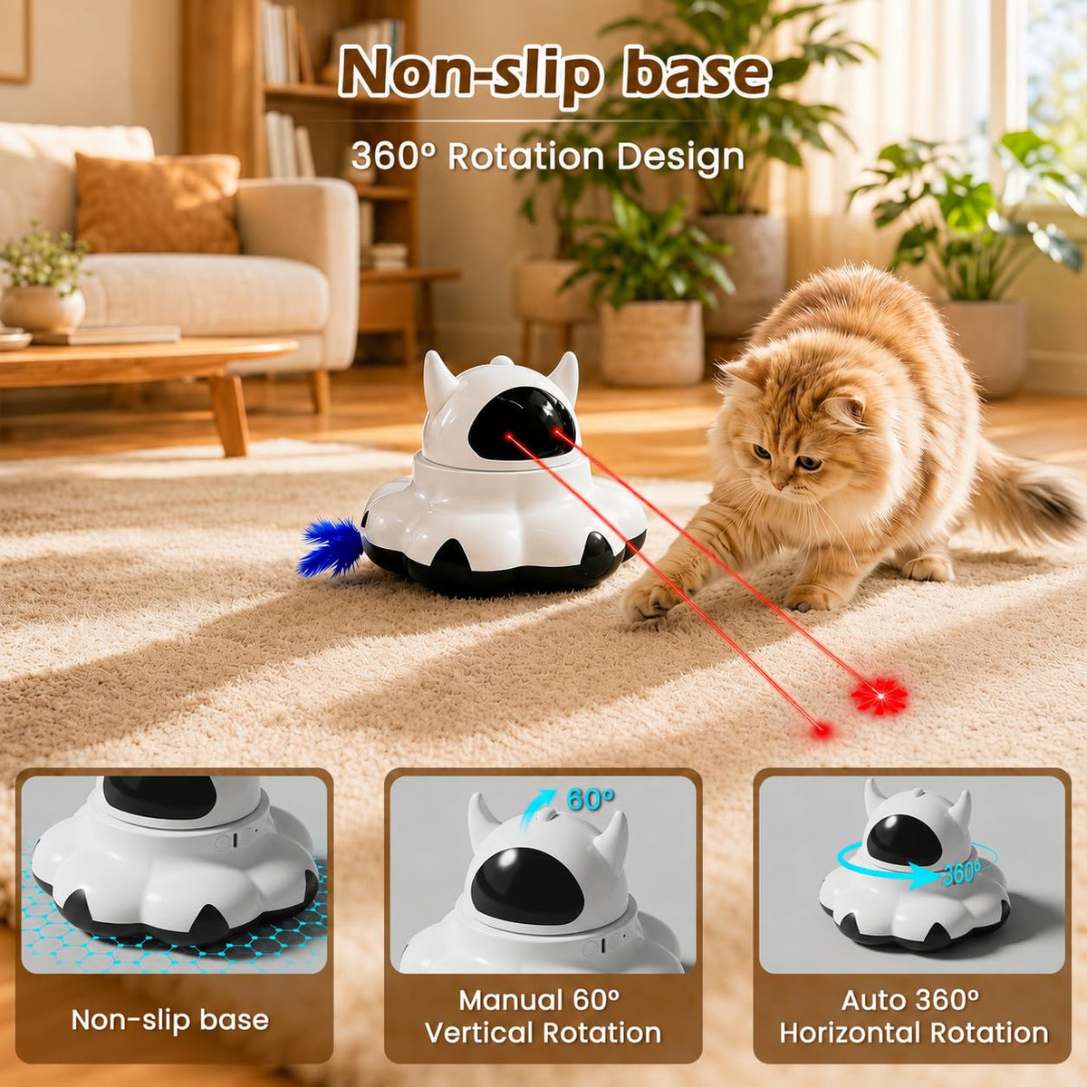 Automatic Cat Laser Toy with Random Moving Feather