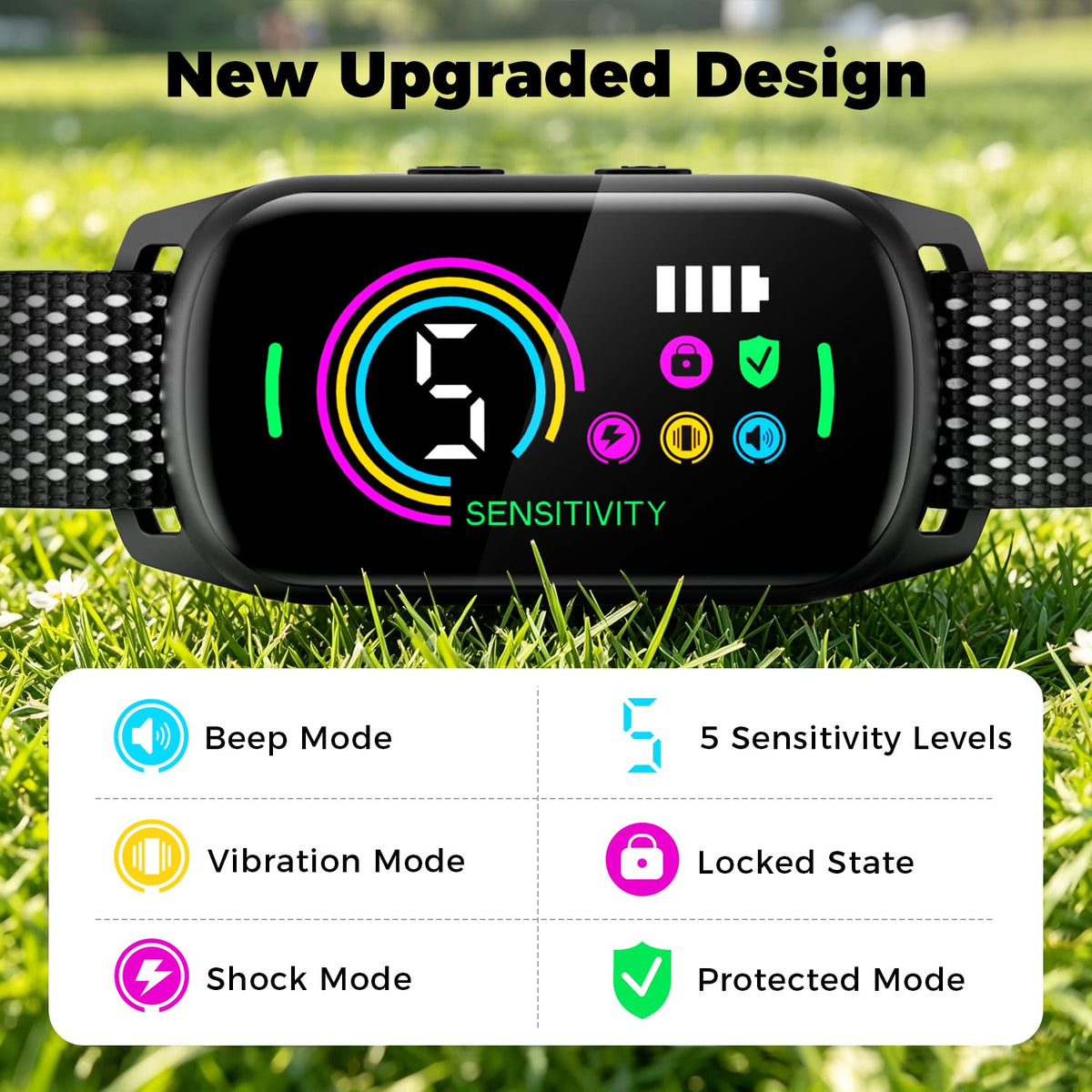 Two Pack Dog Bark Training Collars with Five Adjustable Modes