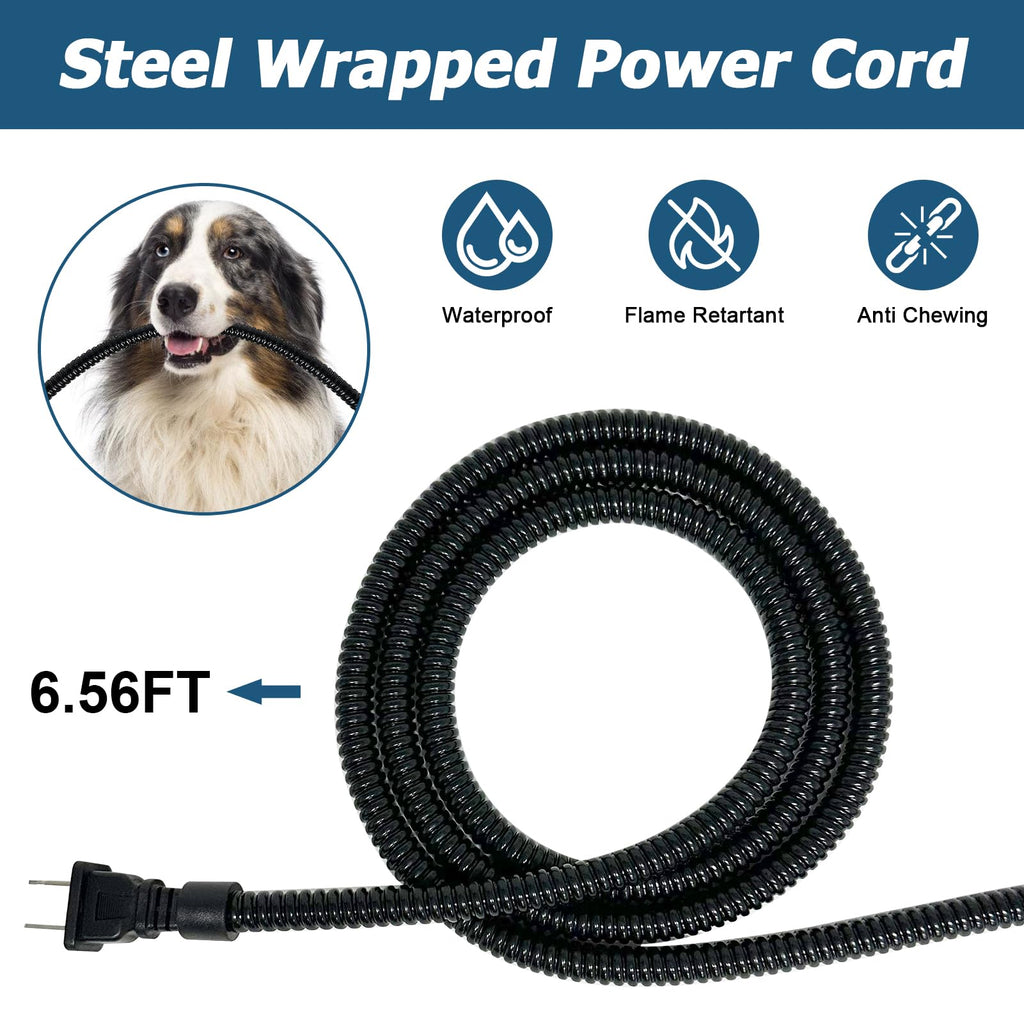 Outdoor Heated Pet Water Bowl with Anti Chew Power Cord