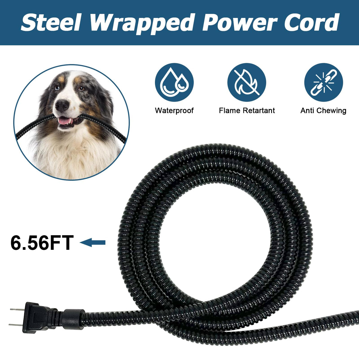 Outdoor Heated Pet Water Bowl with Anti Chew Power Cord