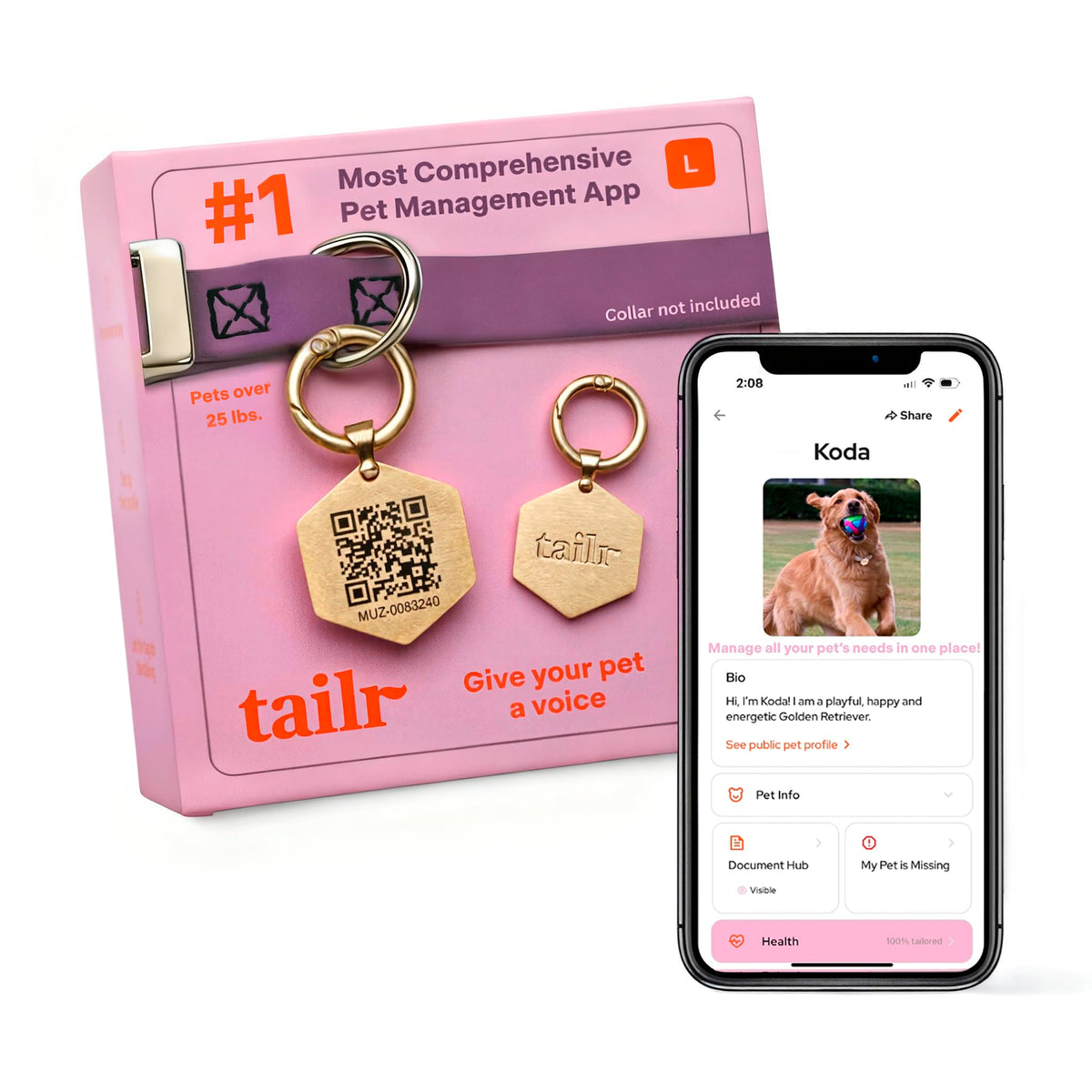 QR Code Pet ID Tag with Custom Digital Profile and App Access