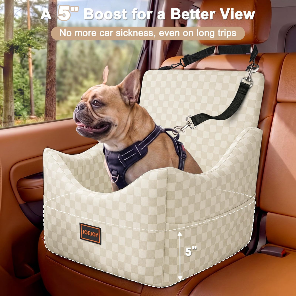 Washable Dog Car Booster Seat with Memory Foam for Large Dogs
