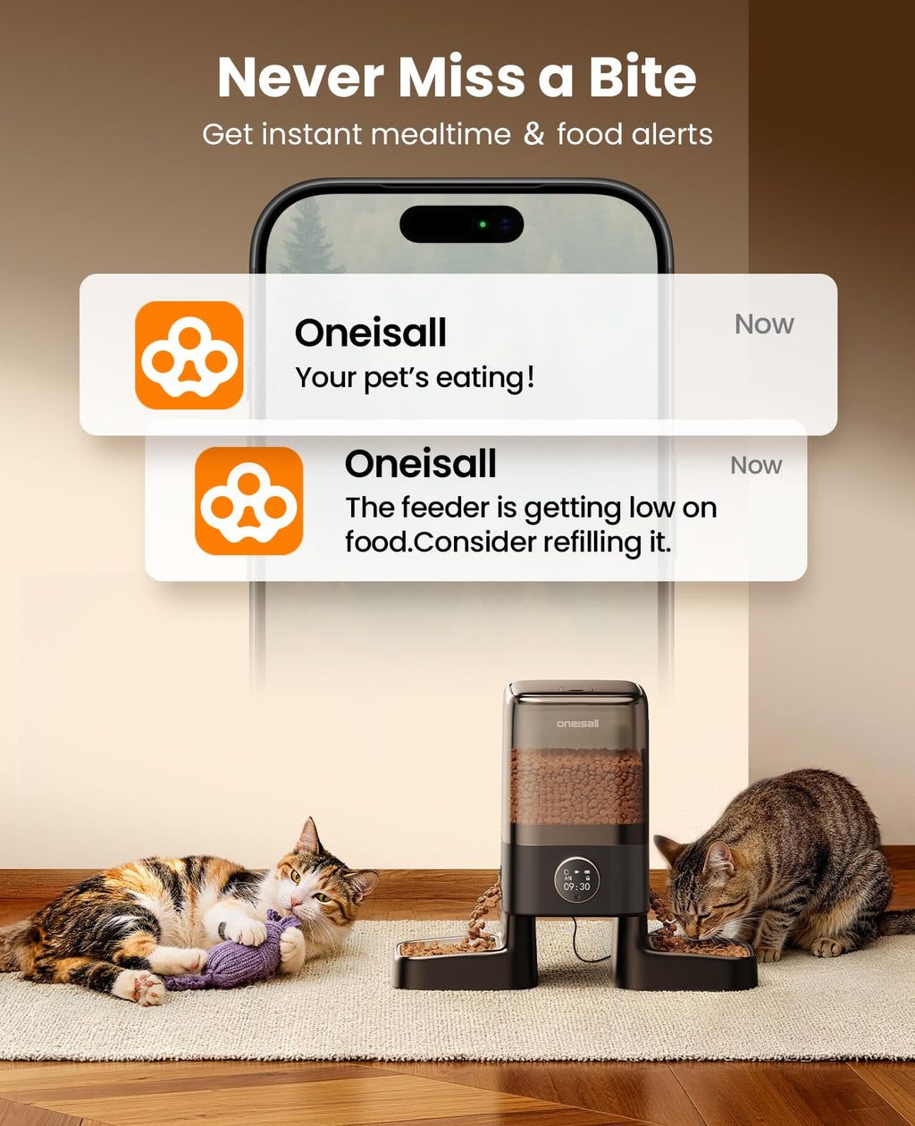 5L Double Bowl Automatic Cat Food Feeder for Two Cats