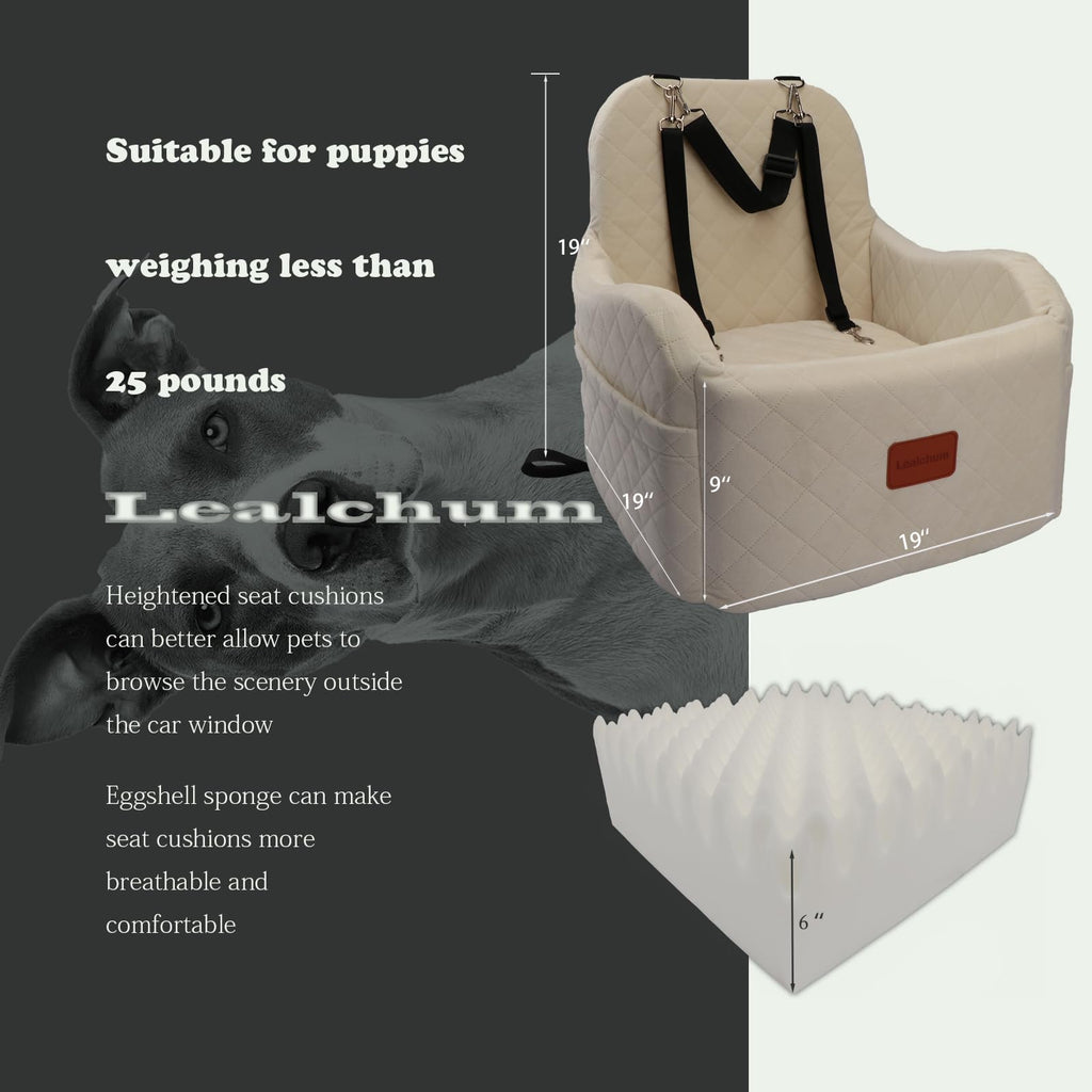 Portable Dog Booster Car Seat with Washable Elevated Cushion