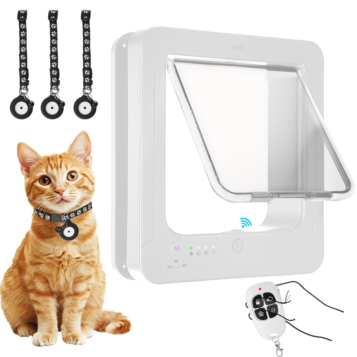 RFID Smart Cat Door with Collar Sensor and Four Way Locking