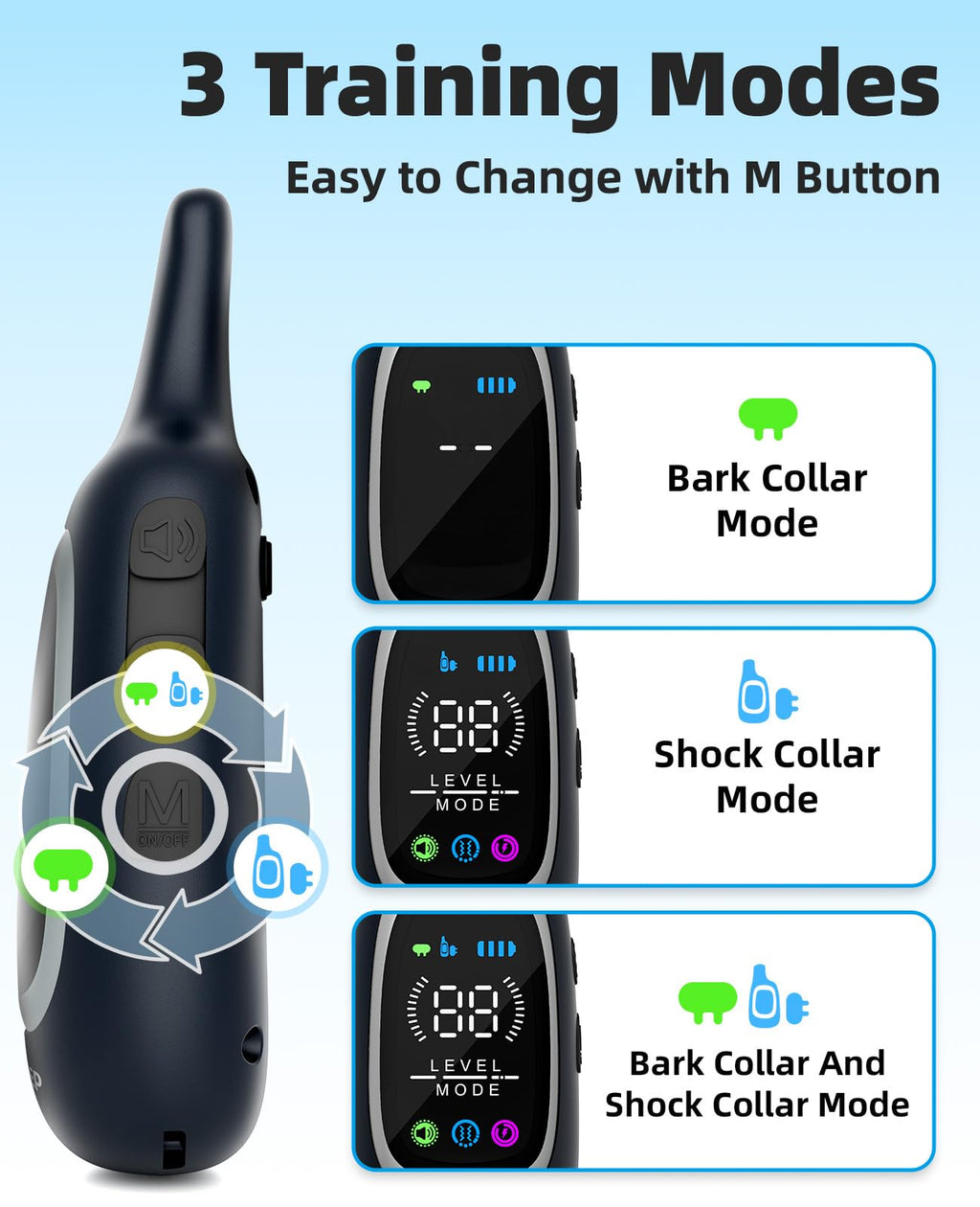 2 in 1 Dog Training and Bark Collar with Remote Control