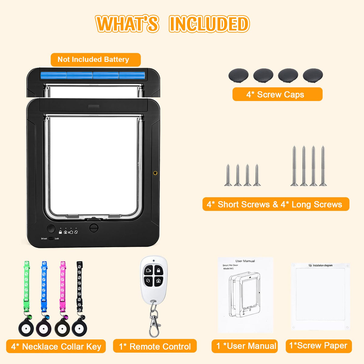 RFID Smart Cat Door with Collar Sensor Activated Entry