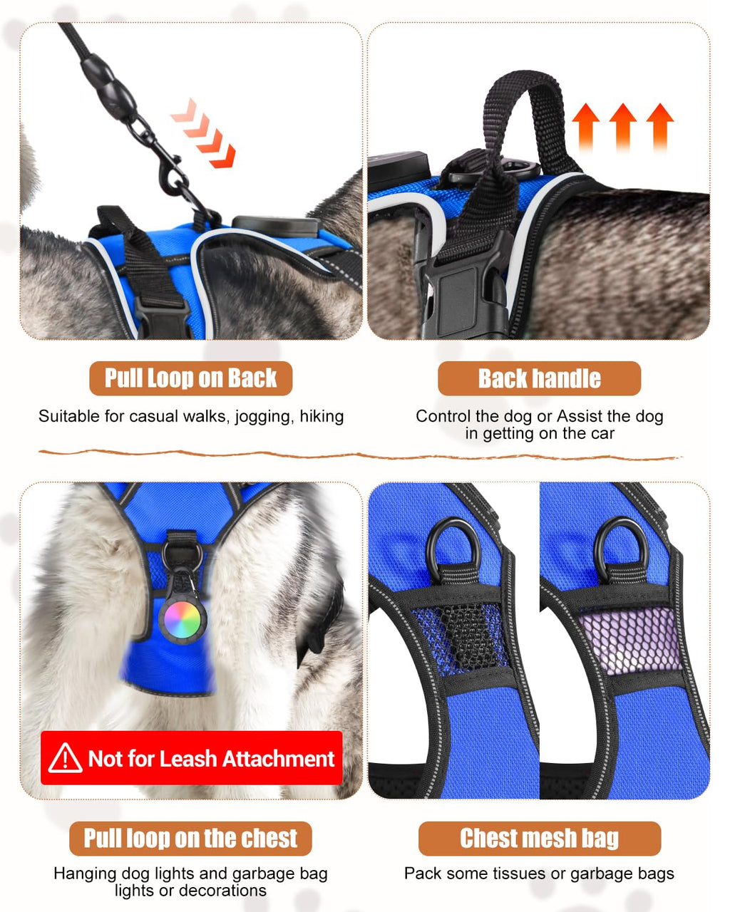 Rechargeable LED Dog Harness with Three Lighting Modes