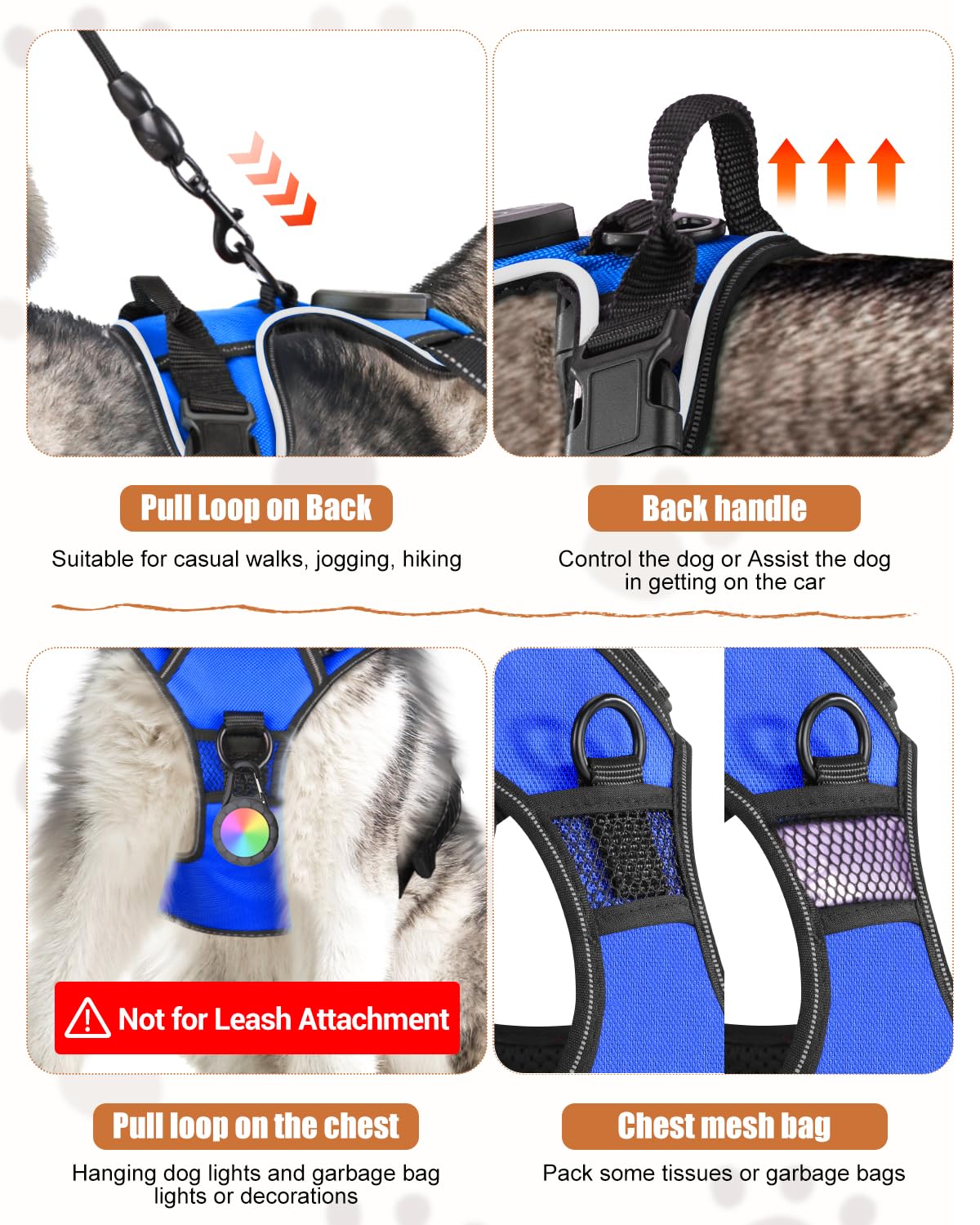 Rechargeable LED Dog Harness with Three Lighting Modes