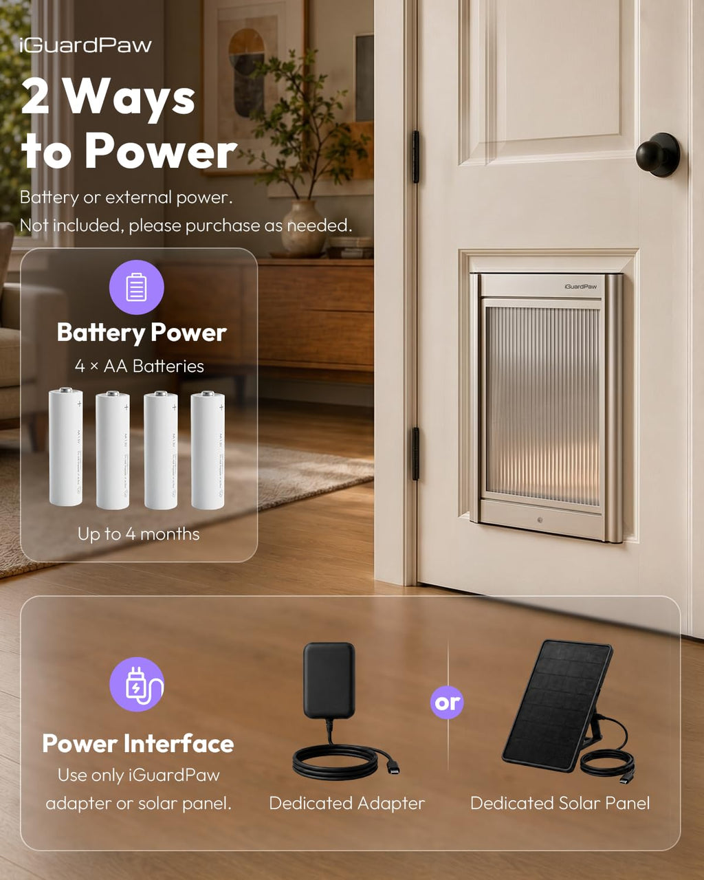Door Mounted Pet Door with Secure Entry for Cats and Dogs