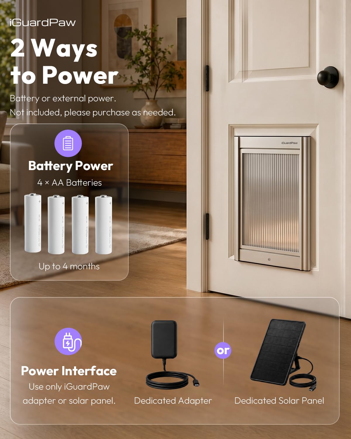 Door Mounted Pet Door with Secure Entry for Cats and Dogs