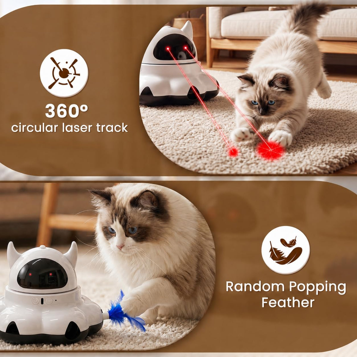 Automatic Cat Laser Toy with Random Moving Feather