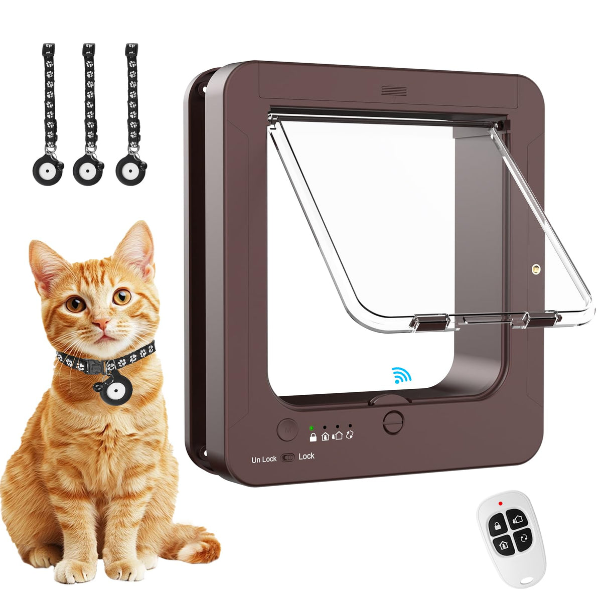 RFID Smart Cat Door with Collar Sensor and Four Way Locking