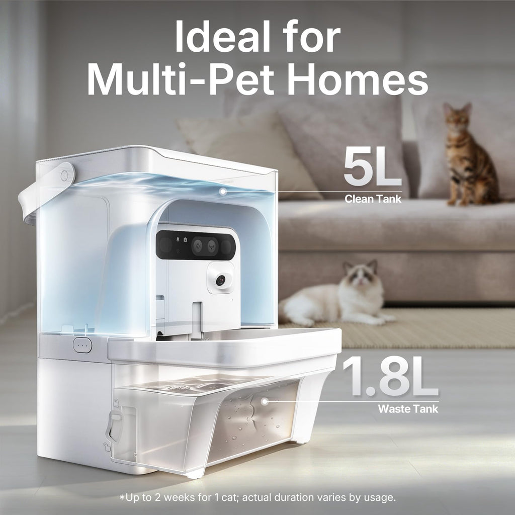 Smart Cat Water Fountain with AI Camera and Filterless Design