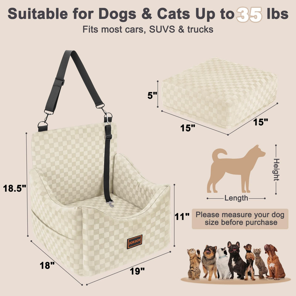 Washable Dog Car Booster Seat with Memory Foam for Large Dogs