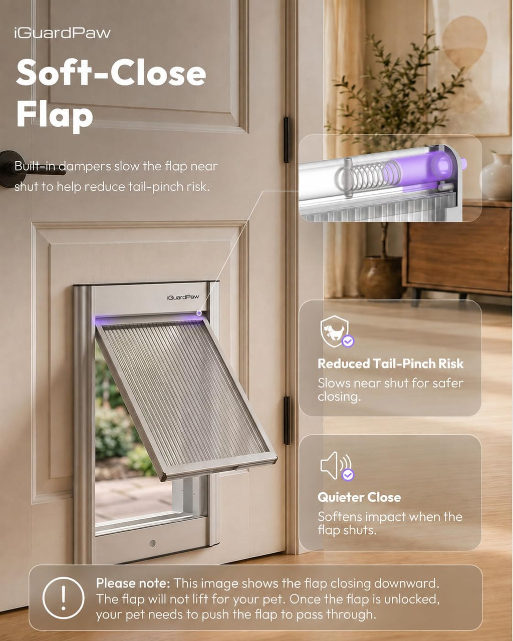Door Mounted Pet Door with Secure Entry for Cats and Dogs