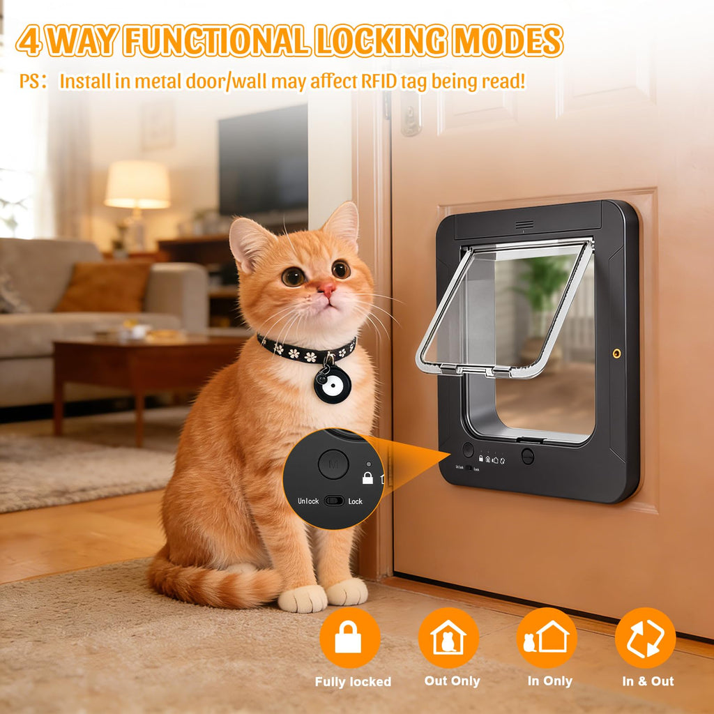 RFID Smart Cat Door with Collar Sensor Activated Entry