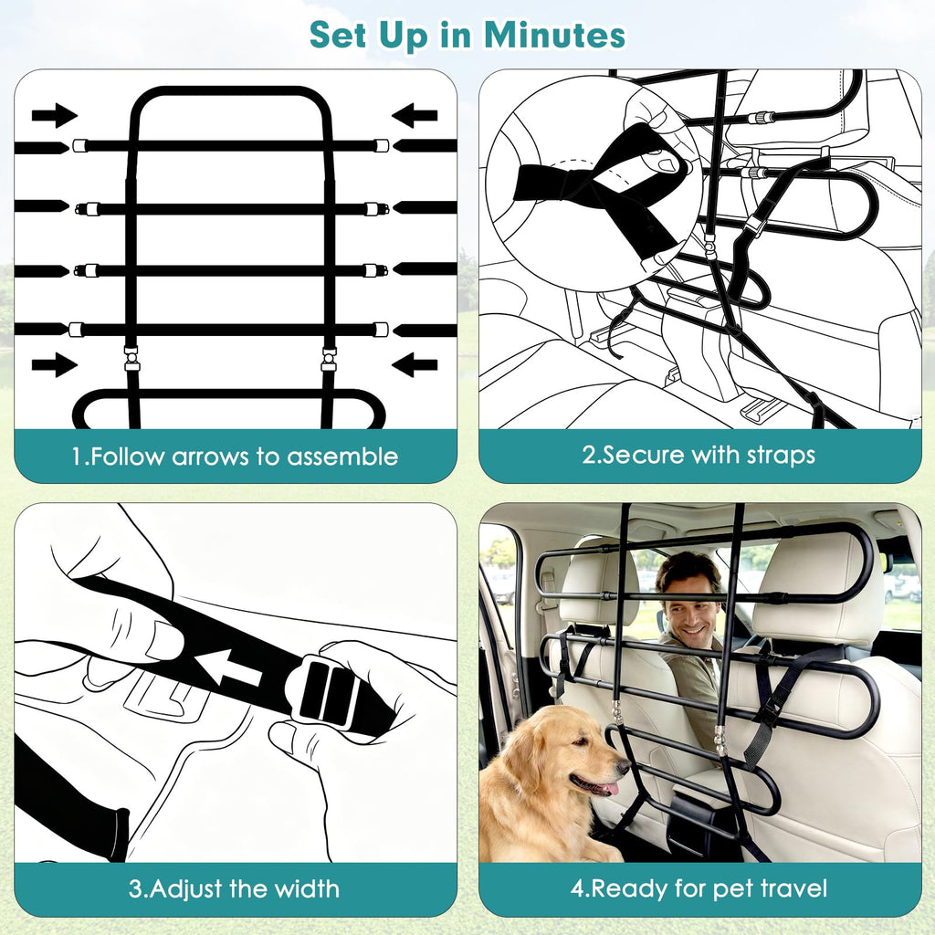 Adjustable Metal Dog Car Barrier for SUVs Trucks and Sedans