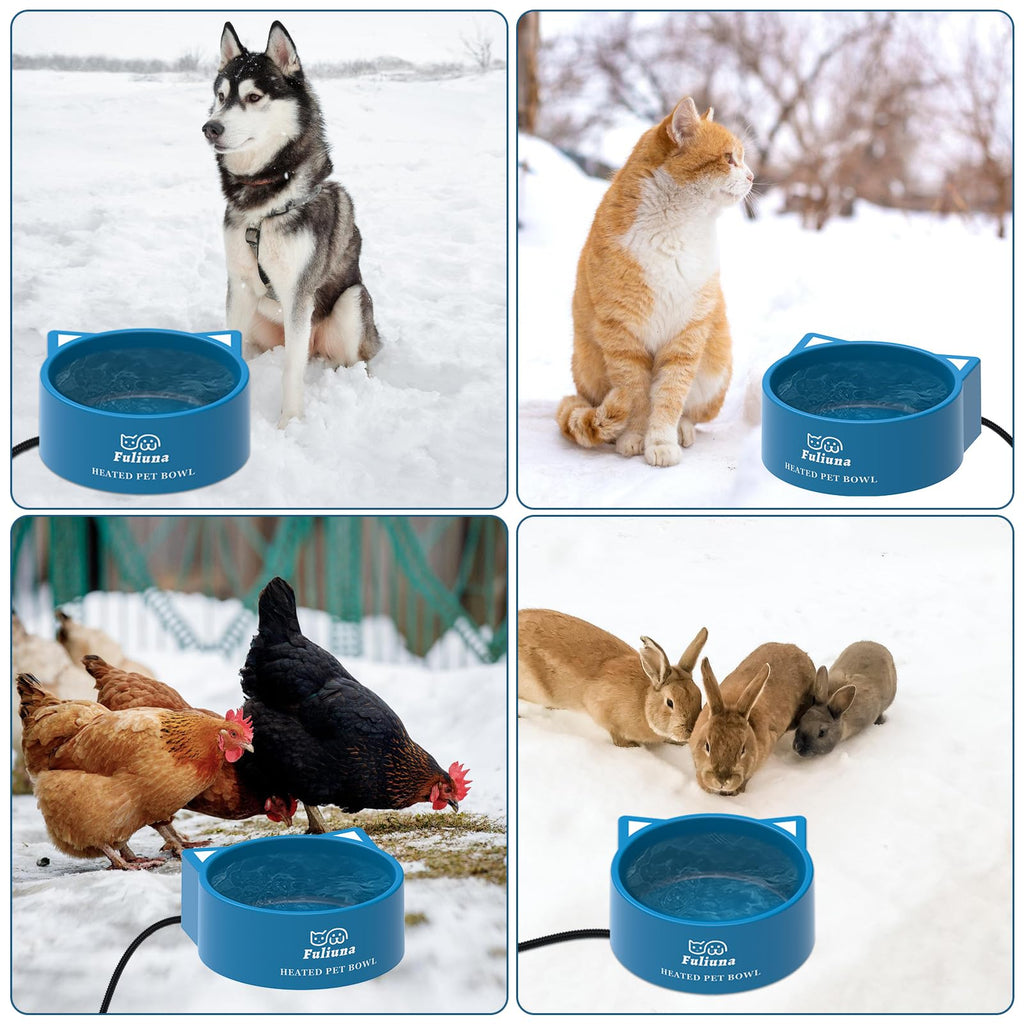Outdoor Heated Pet Water Bowl with Anti Chew Power Cord