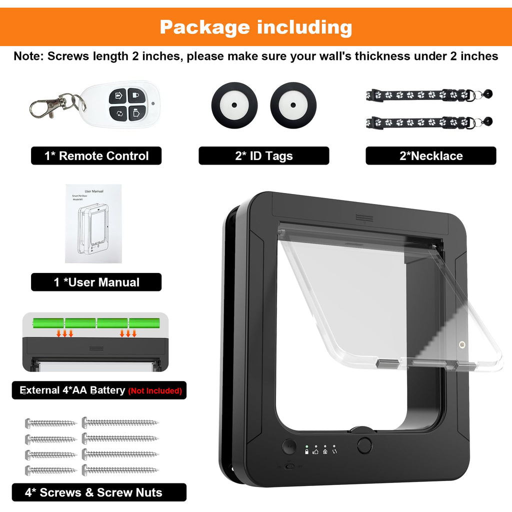 RFID Smart Cat Door with Collar Sensor and Four Way Locking