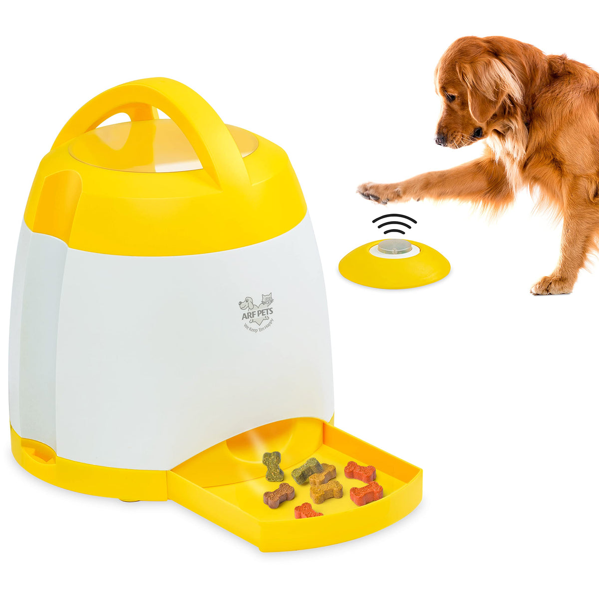 Remote Button Dog Treat Dispenser for Training and Memory Games
